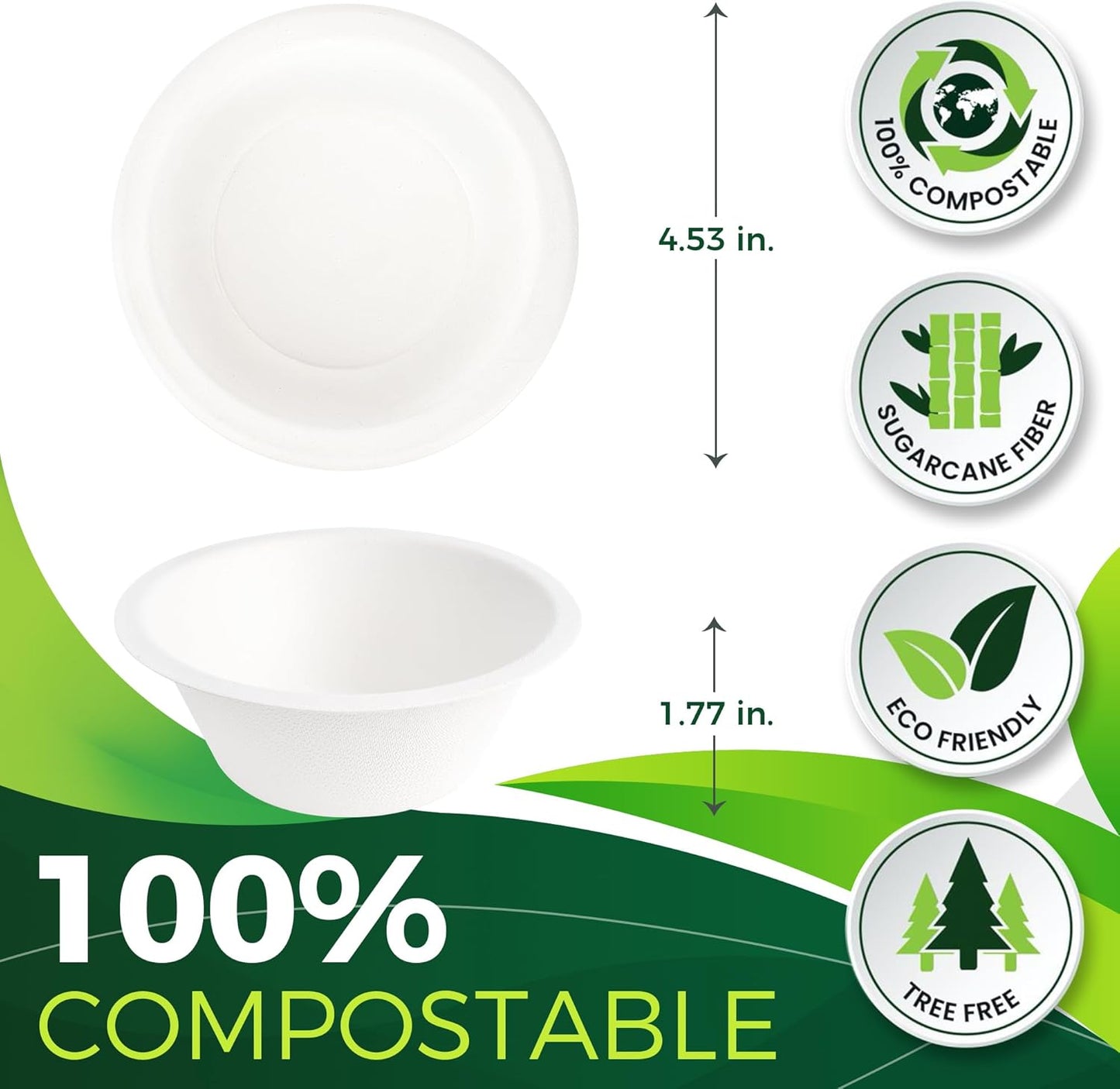 9oz Sample Paper Cups [100-Pack], Heavy Duty Disposable Cups Perfect for Dip Sauce and Snacks, 100% Compostable Sample Cups and Eco-Friendly Made from Bagasse