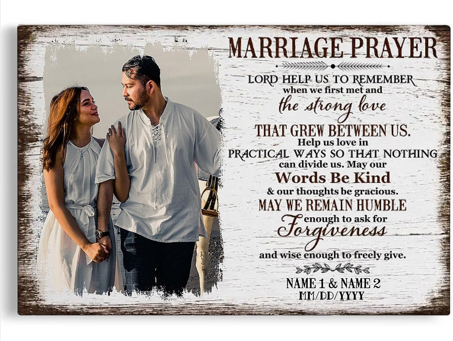 Dem Canvas Personalized Canvas Prints, Custom Photo And Name, Wedding Gifts For Couple, Anniversary Valentine Gift, Marriage Prayer Canvas, Engagement Gift, Christmas Gifts for Her (18x12)