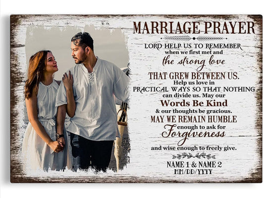 Dem Canvas Personalized Canvas Prints, Custom Photo And Name, Wedding Gifts For Couple, Anniversary Valentine Gift, Marriage Prayer Canvas, Engagement Gift, Christmas Gifts for Her (18x12)