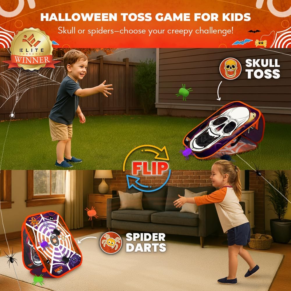 Swooc Games® - Haunted Toss™ | Halloween Games for Kids | 2-in-1 Bean Bag Toss Game | 5-Second Setup | Spooky Halloween Party Games for Kids | Fall Bean Bag Toss Cornhole | Carnival Party Activities