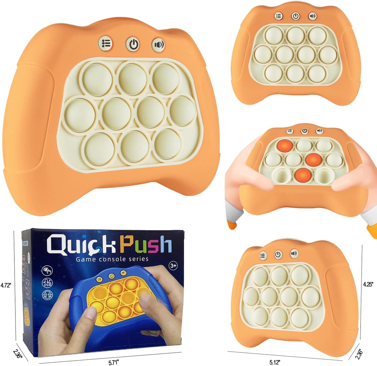 Pop The Target! Handheld Speed Push Game Machine: A Fun Multiplayer Game for Family. Sensory Fidget Toy Christmas Toys Gifts for 6 7 8 9 10 11 12 Years Old Kids Road Trip Car Games Orange