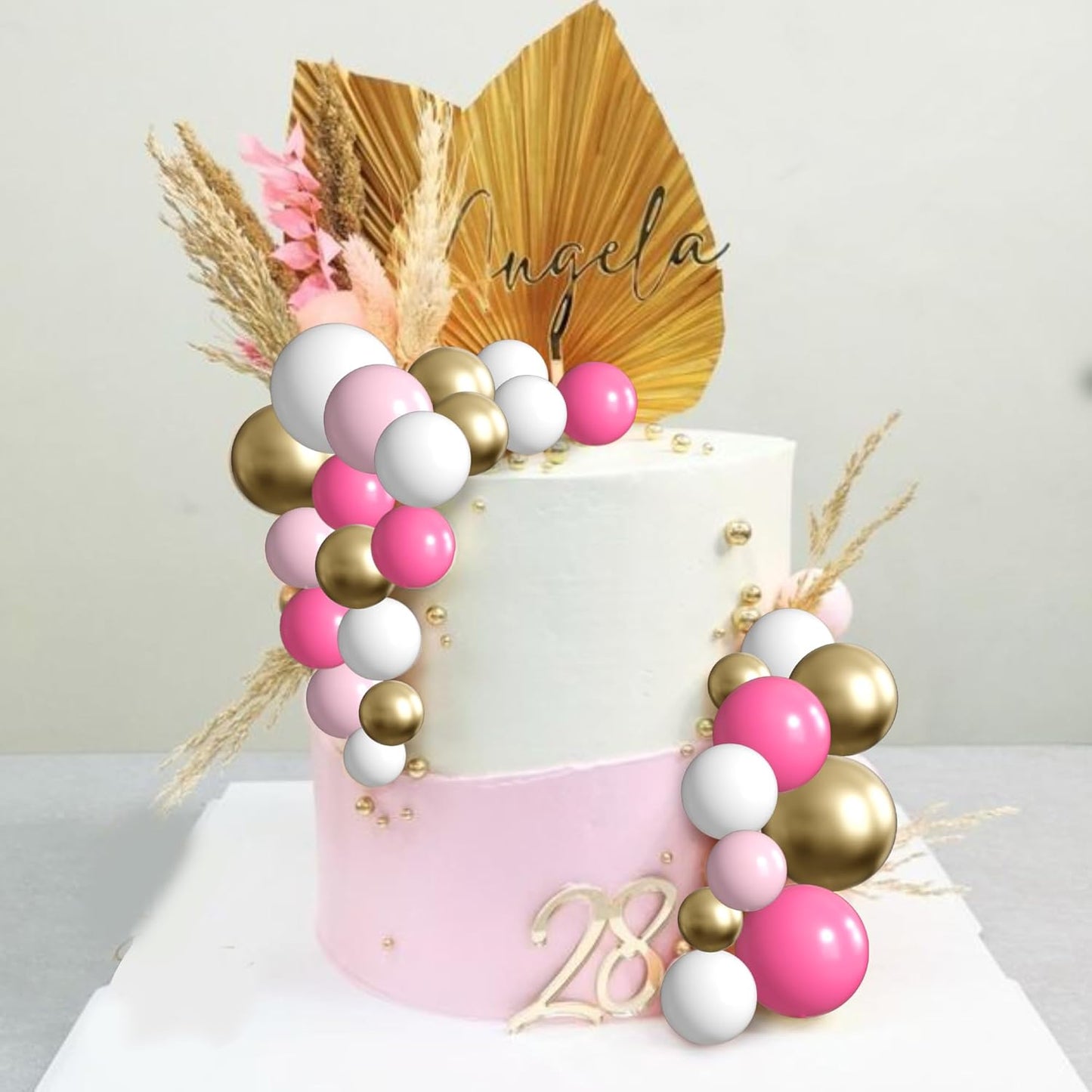 36 Pack Balls Cake Topper Decorations Foam Balloons Cake Decorations Mini Balloons Cake Toppers Balls Cake Picks for Baby Shower Wedding Anniversary Birthday Party Decorations Rose Red White Gold