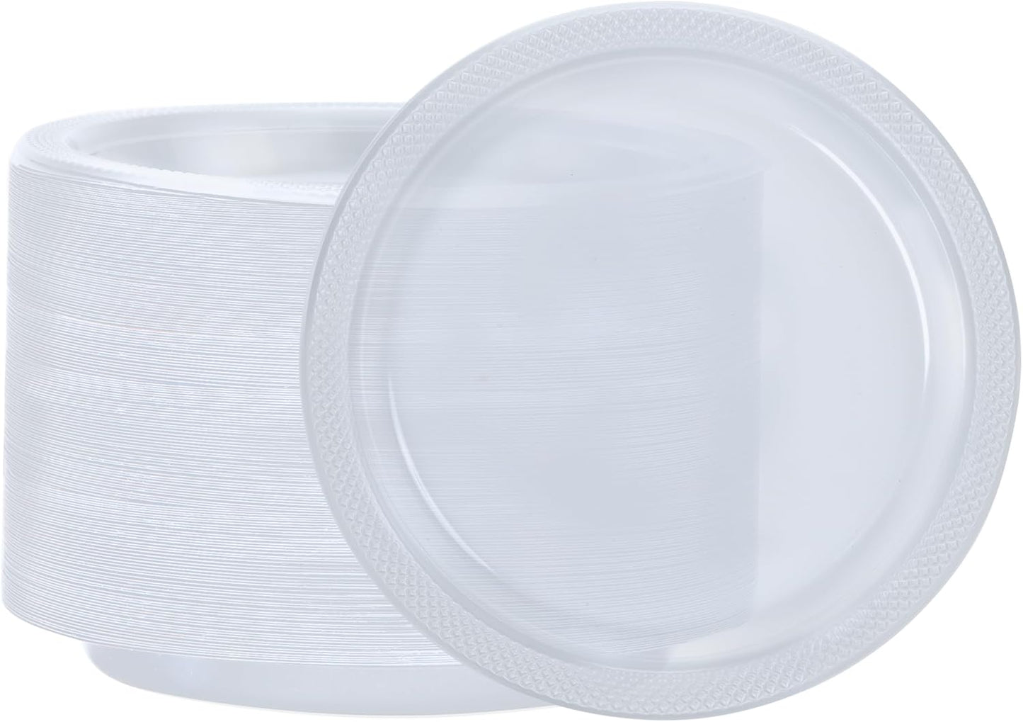 Hanna K. Signature Clear Plastic Plates 9 Inch - 600 count - Plastic Solid Round Party Plates For Weddings, BBQs, Birthday Plates - Disposable Clear Plates - Plastic Dinner Plates