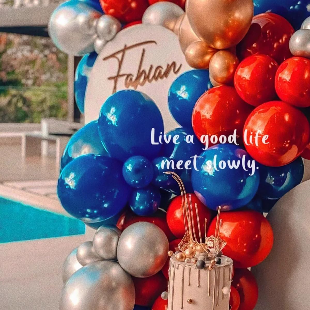 Blue Red White Balloons Arch Garland Kit, 147 Pcs Royal Blue Red White Confetti Blue Red Balloon for Graduation Birthday Party Baby Shower Wedding Decorations