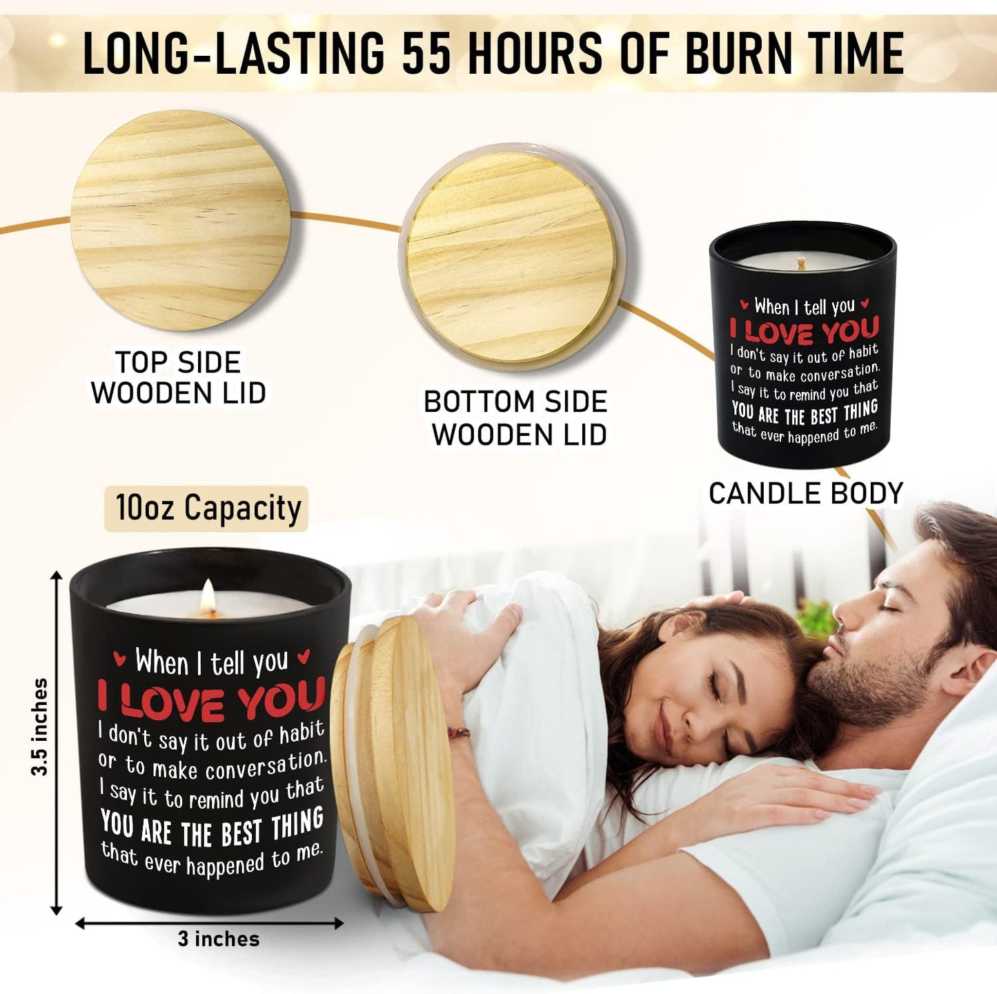 TEEZWONDER Christmas Anniversary Wedding Gifts for Men Women - Long Lasting Vanilla Lavender Candle 10 Oz - I Love You Gift for Him Her, Birthday Gifts for Husband Wife Boyfriend Girlfriend