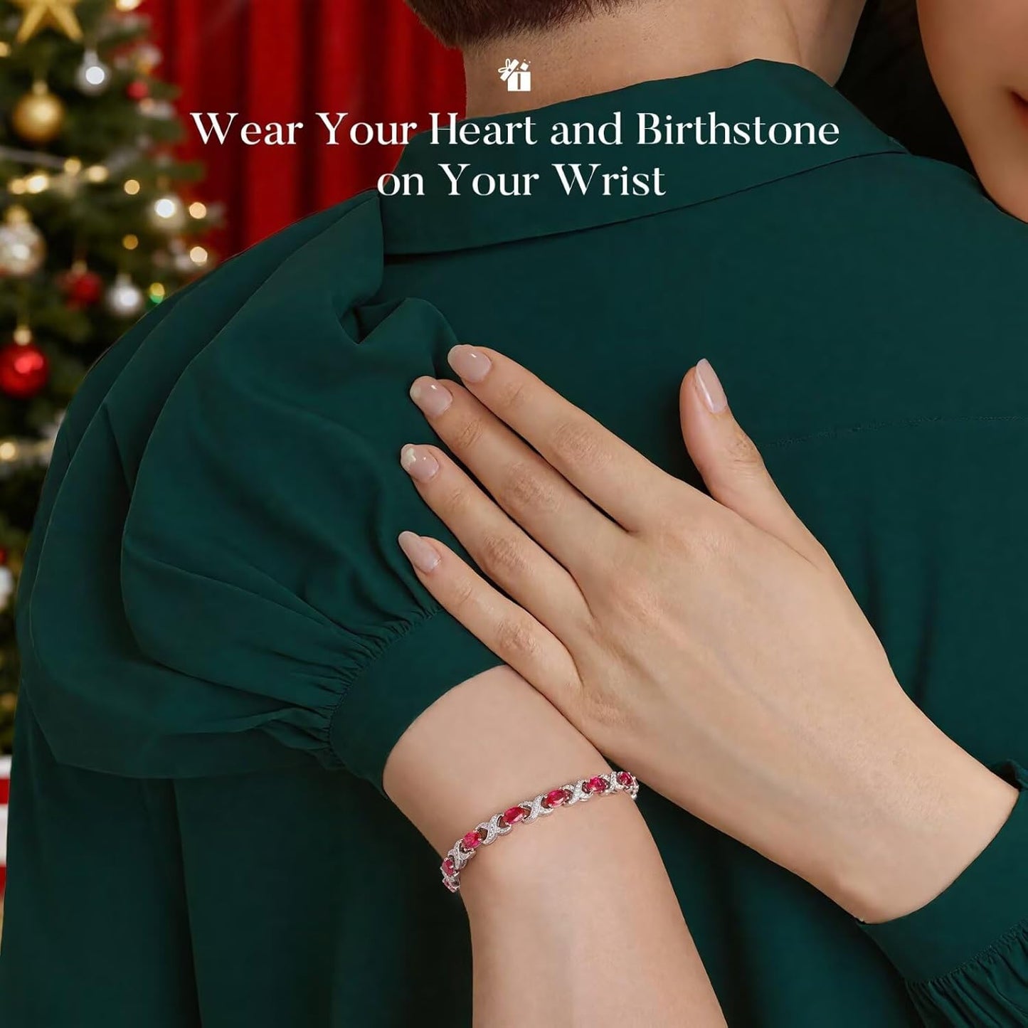 Iefil Oval Birthstone Bracelets for Women, Sterling Silver Tennis Bracelets Unique X O Design Fine Jewelry Christmas Gifts Anniversary Birthday Gifts for Her Birthstone Jewelry for Wife Mom Grandma