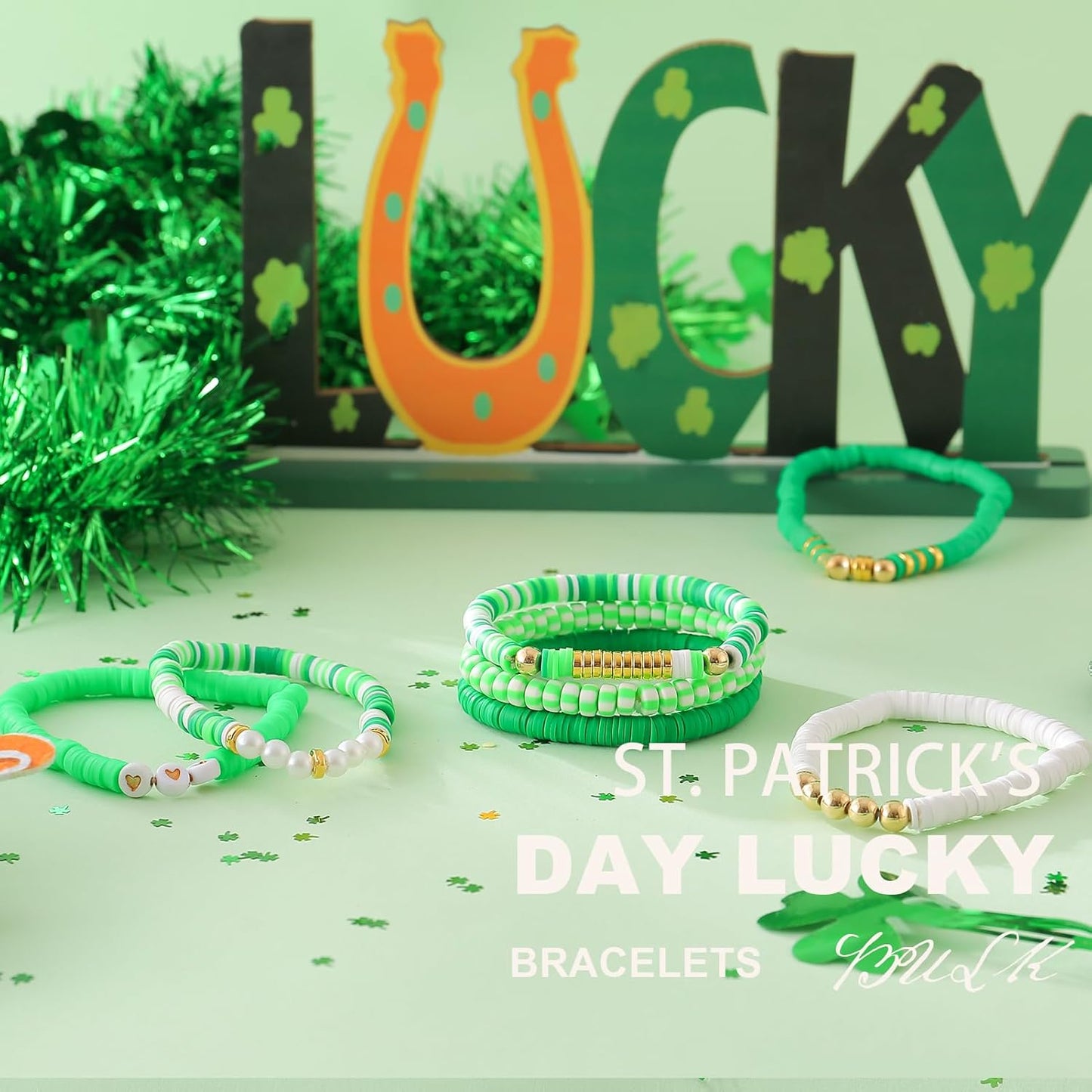 Friendship Bracelets Trendy Heishi Clay Bead Bracelets Stack Gold Beaded Stretch Bracelets for Women Boho Stackable Bracelets Bulk Cute Preppy Jewelry