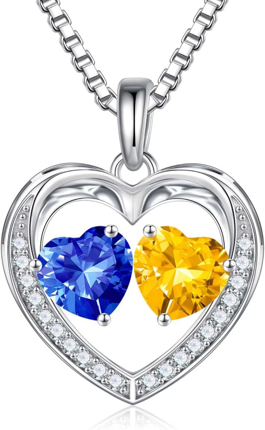 Iefil Christmas Gifts for Wife - 925 Sterling Silver Birthstone Necklace, Anniversary Birthday Gifts for Women, Stocking Stuffers for Women Wife Mom Daughter