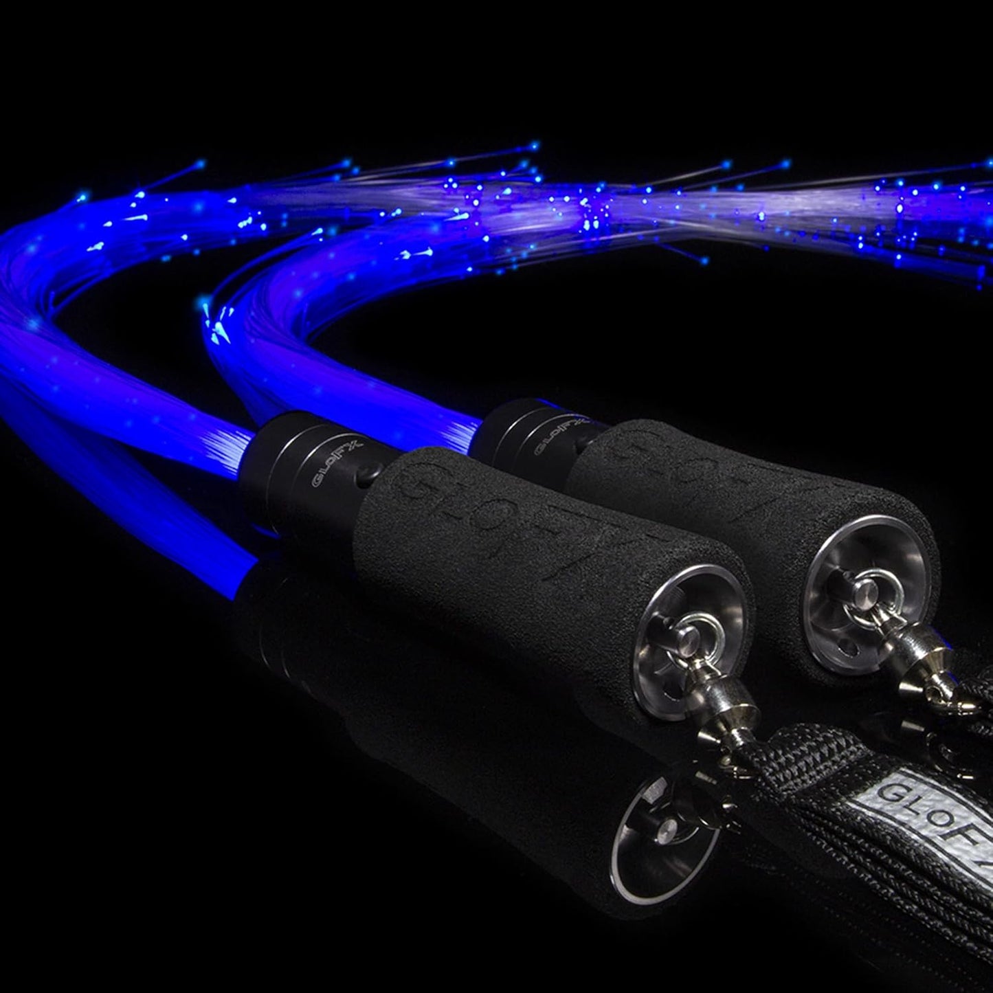 Glofx Space Whip Remix Led Poi Set - Two 3 Ft 360° Swivel Fiber Optic Whips with Double Loop Handles - Programmable Led Light Up Glow Rave Toy Pixel Flow Lace