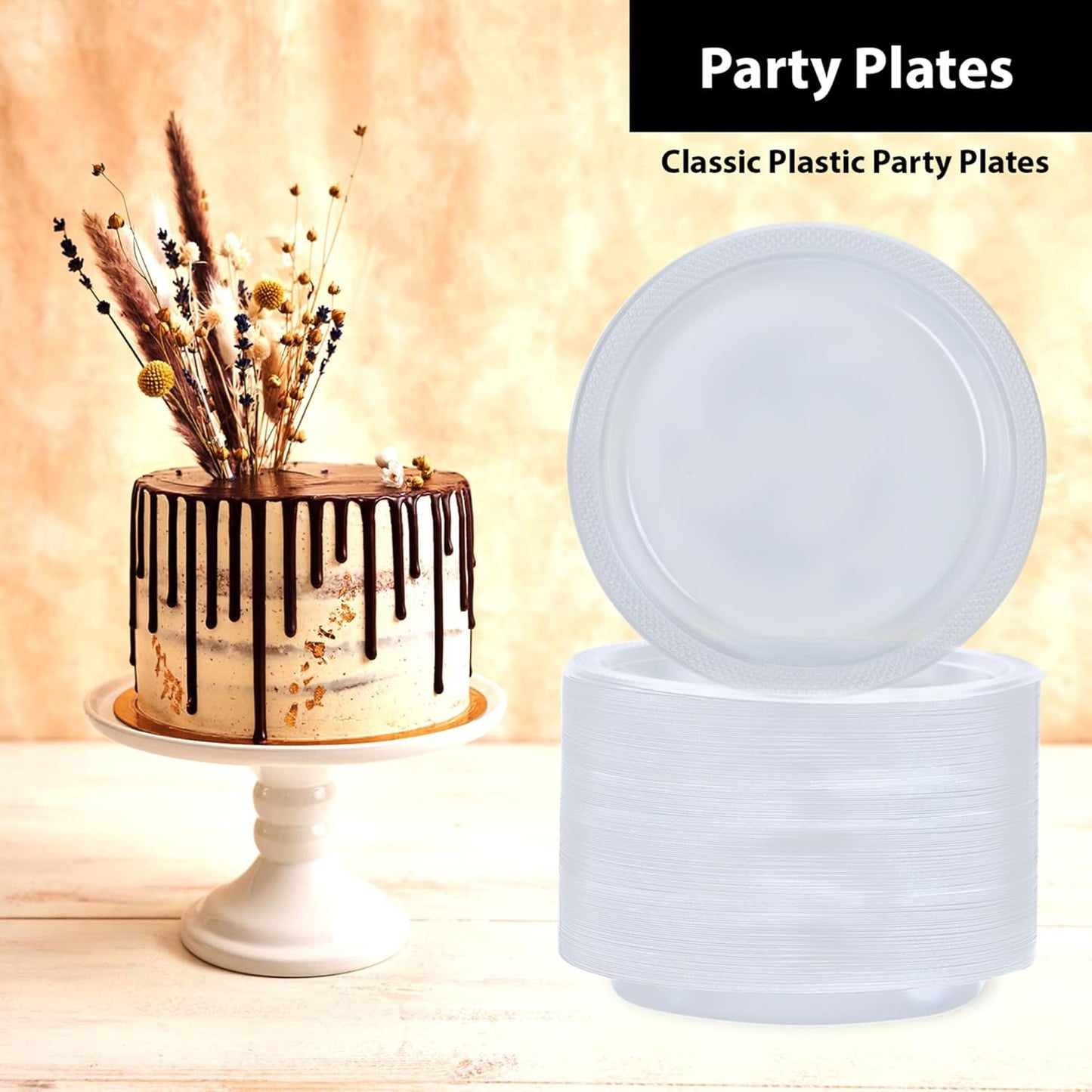 Hanna K. Signature Clear Plastic Plates 7 Inch - 600 count - Plastic Solid Round Party Plates For Weddings, BBQs, Birthday Plates - Disposable Clear Plates - Plastic Dessert Plates