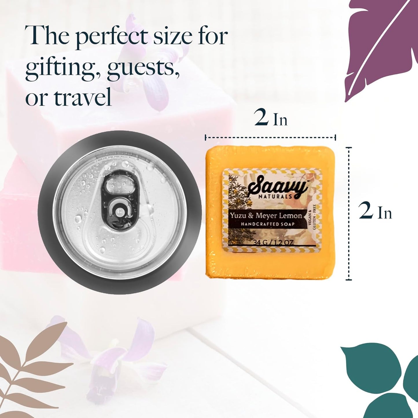 Saavy Naturals Bar Soap Plant-Based Ingredients - Made In USA Organic Bar Soap - Mini Soap Bars 10 Units Gift Set, Square Shaped Artisan Natural Soap Bar 1.2 Oz, 10 Pack.