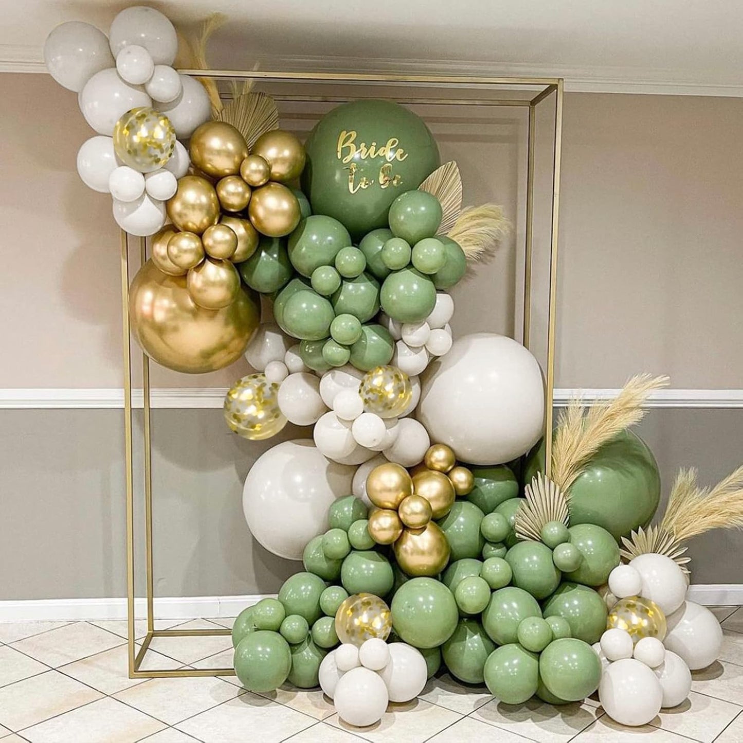 CANREVEL 125pcs Sage Green Balloon Garland Arch Kit White Gold Confetti Balloons Retro Green Latex Balloon for Birthday Party Baby Shower Wedding Christmas Holiday Balloon Jungle Decorations