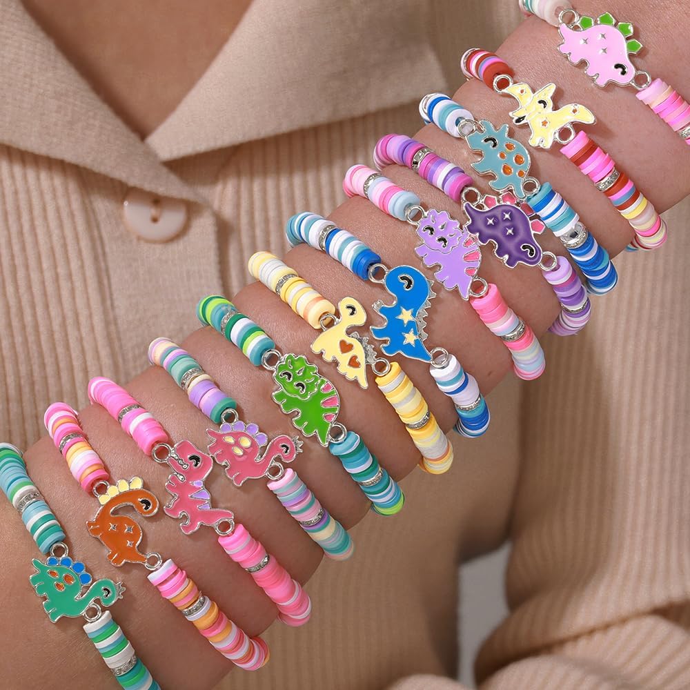 Friendship Bracelets Boho Stackable Bracelets for Women Surfer Heishi Clay Bead Bracelets Stretch Preppy Bracelets Colorful Boho Bracelets for Women