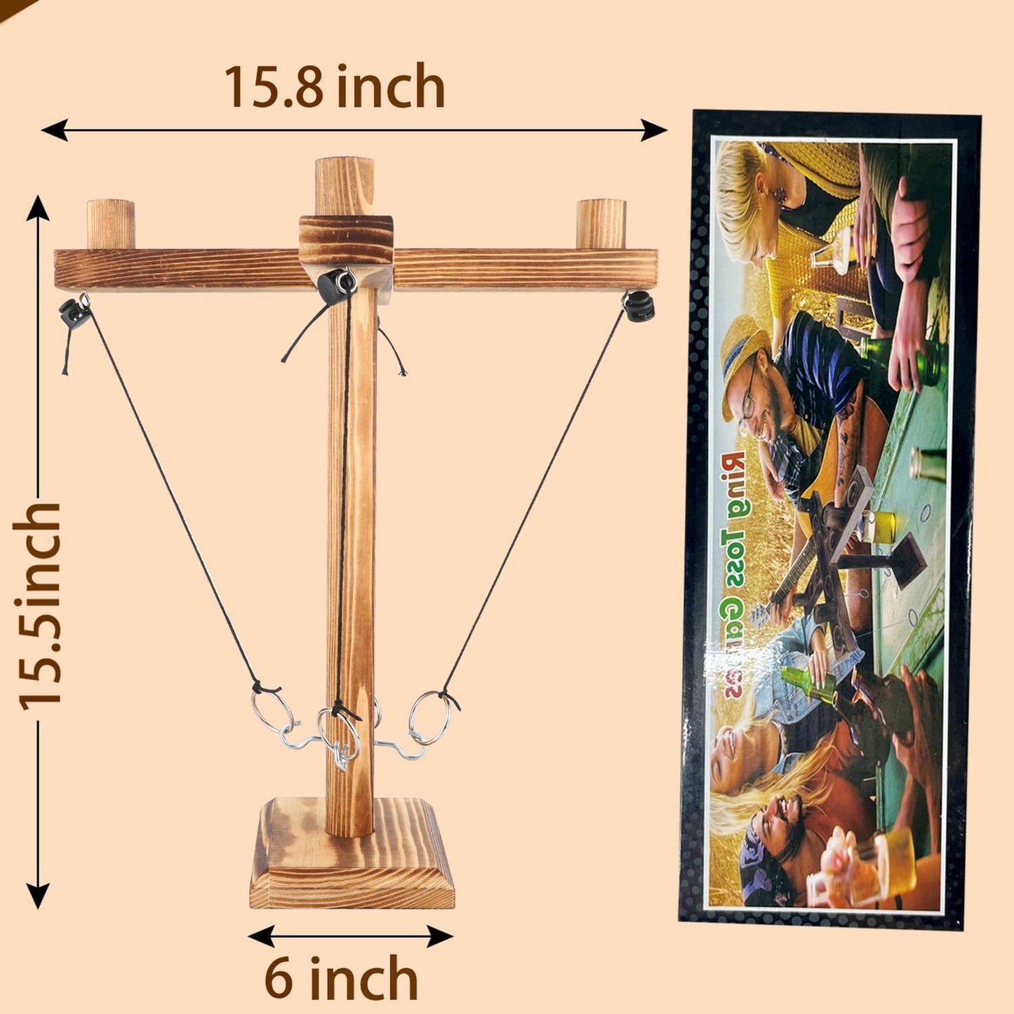 Ring toss Game for Adults,Yard Games,Wooden Rings for Ring toss,Outdoor Indoor Games,Bars Hook and Ring Game,Suitable for Camping,Party,Backyard Games.Adult Games for Game Night,