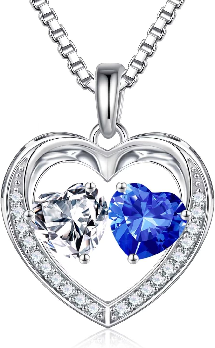 Iefil Christmas Gifts for Wife - 925 Sterling Silver Birthstone Necklace, Anniversary Birthday Gifts for Women, Stocking Stuffers for Women Wife Mom Daughter