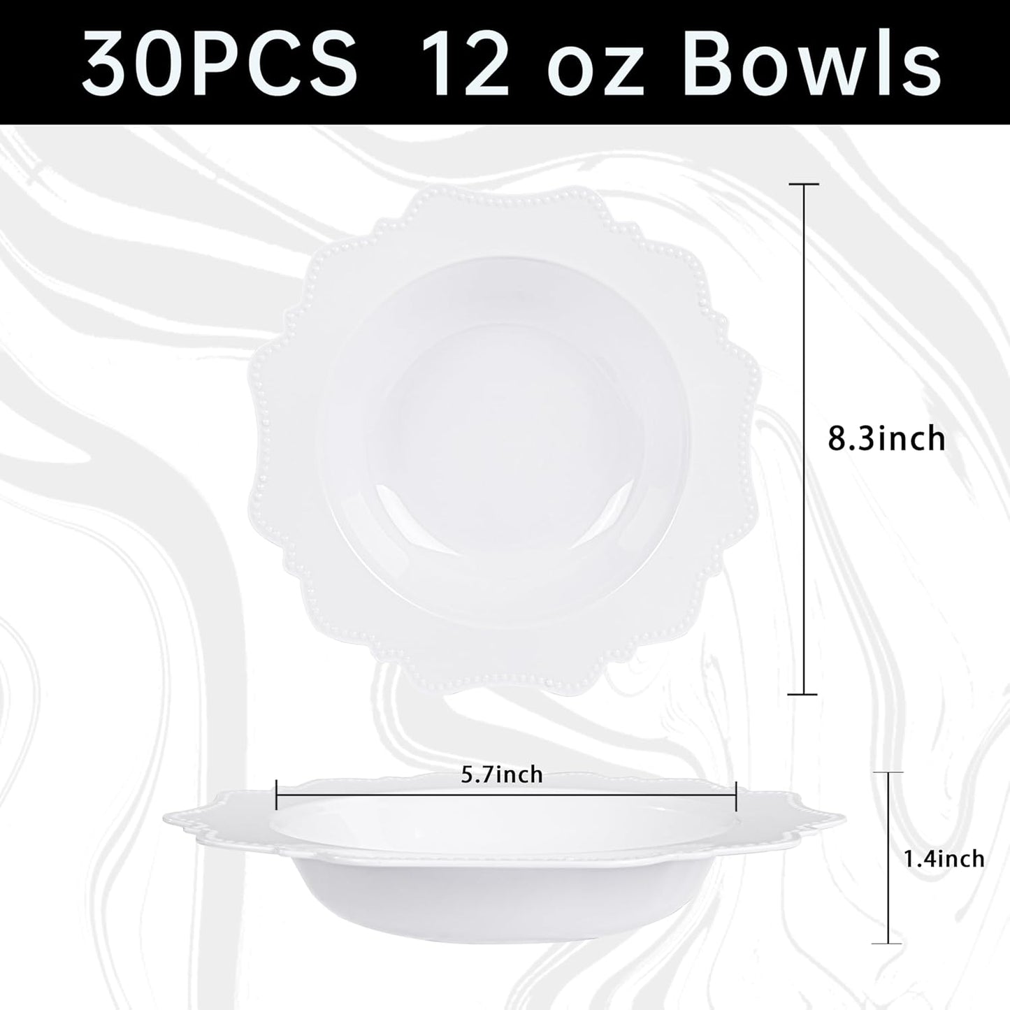 COLOSUS Plastic Multi-color Bowls (30 Pack) 12 Oz Disposable for Party Dessert/Salad Bowl, Fancy Shatterproof Dinnerware for Catering, Holidays, Children Party, and Everyday Use