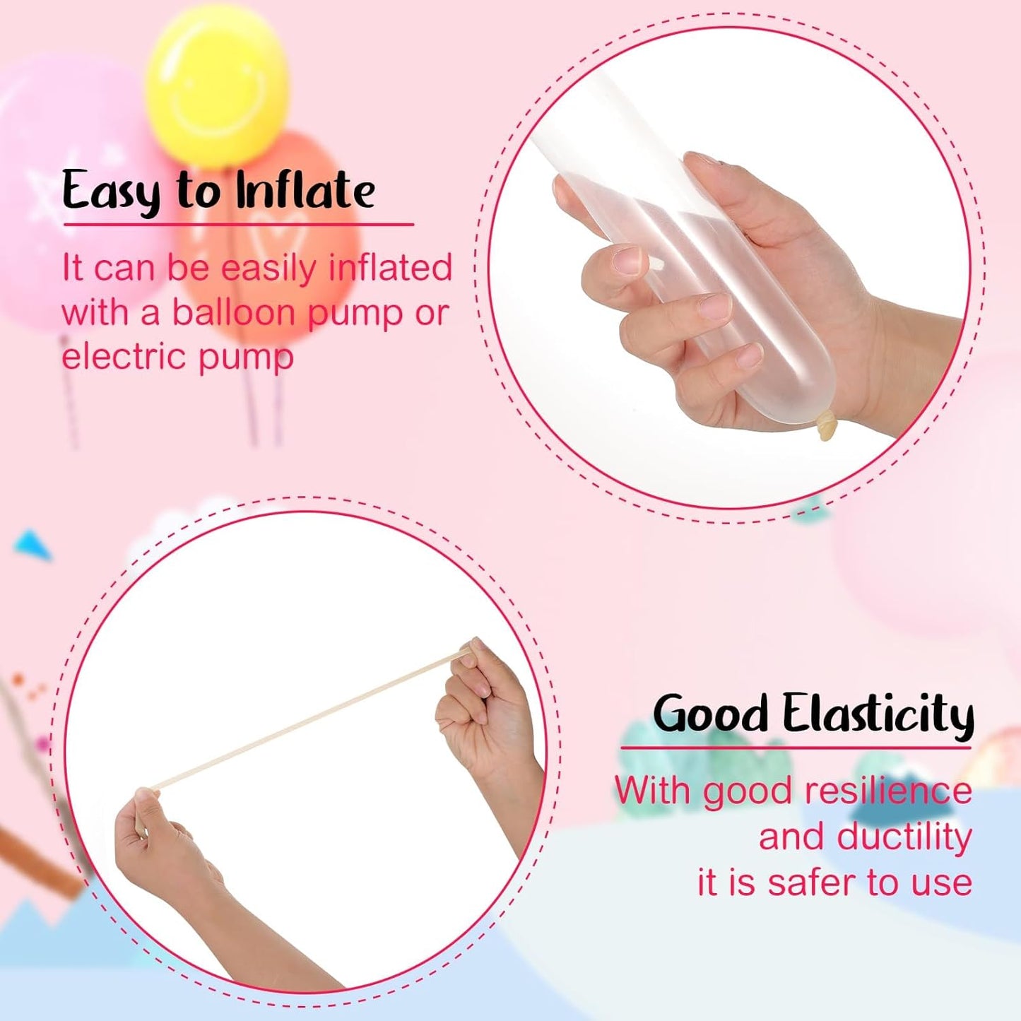 100 Pcs 260 Clear Long Balloons for Modeling, Twisting Balloons for Animals, Birthday, Wedding Parties - Premium Quality Latex