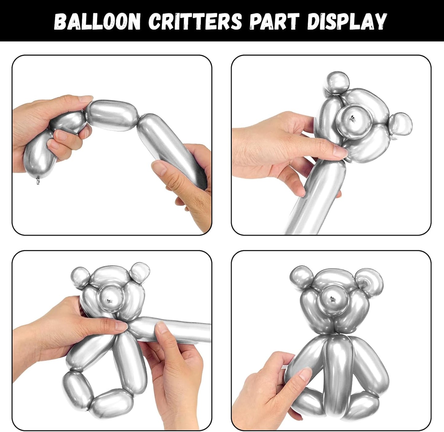 Metallic Long Balloons Art Kit for Twisting, Chrome 260pcs Skinny Modeling Balloons Supplies for Birthday Party Wedding Festival Decorations