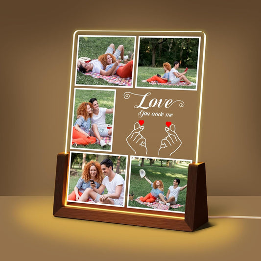 Customized Couple Valentines Day Christmas Gifts For Him Her Boyfriend Girlfriend, Personalized Light Up Picture Frame Acrylic Plaque With Photo Name, Anniversary Birthday Gifts For Women Men