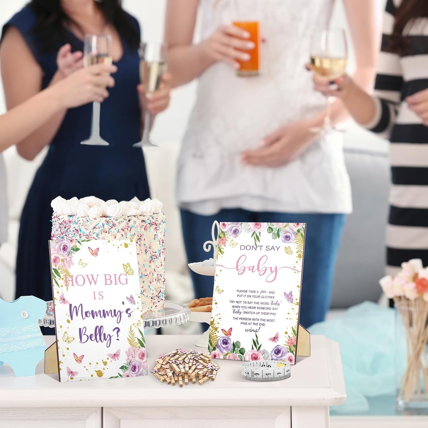 426 Pcs Butterfly Baby Shower Games Set-8 Games, Includes Baby Shower Bingo, Price is Right, Guess Who, Word Scramble, Prediction and Advice, How Big is Mommy's Belly, Don't Say The Words