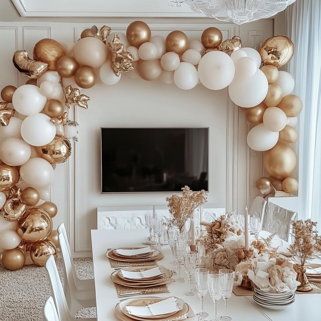 Beige Champagne Gold Balloons 60 Pcs 12 Inch Cream Tan Nude Neutral Balloons for Birthday Baby Shower Bridal Shower Wedding Party Decoration