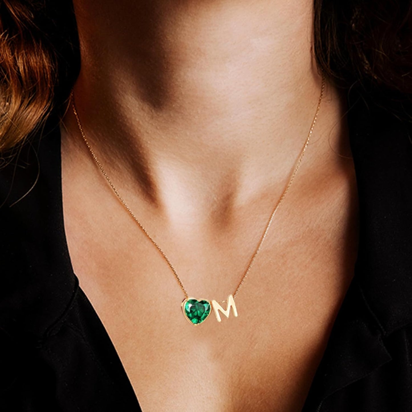 Heart Birthstone Initial Necklace for Women Girls,14K Gold Plated Heart Letter A-Z Necklace Dainty Birthday Trendy Jewelry Gifts for Women Girls Daughter