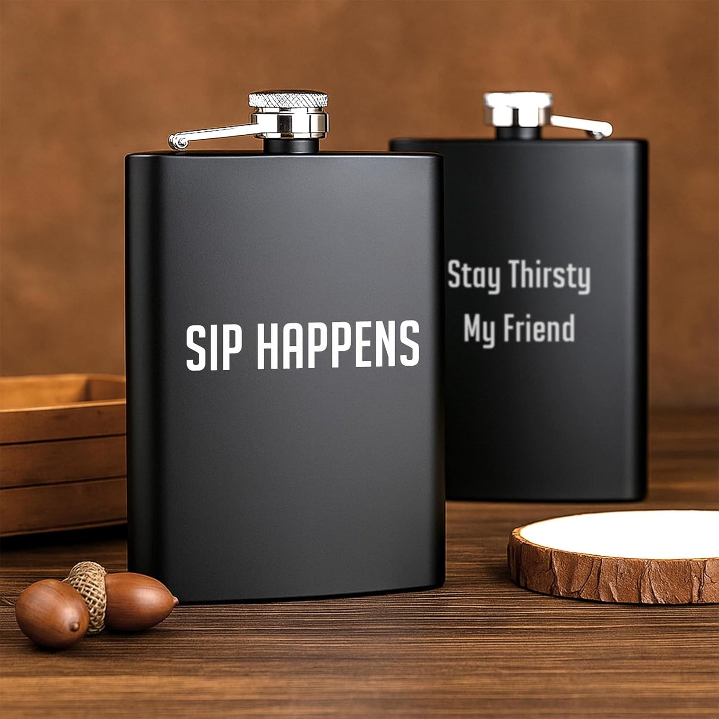 ELEGANTPARK Personalized Gifts for Men Custom Flask Engraved Any Text Bachelor Christmas Wedding Gifts for Him Boyfriend Husband Father Stainless Steel Hip Flasks for Liquor
