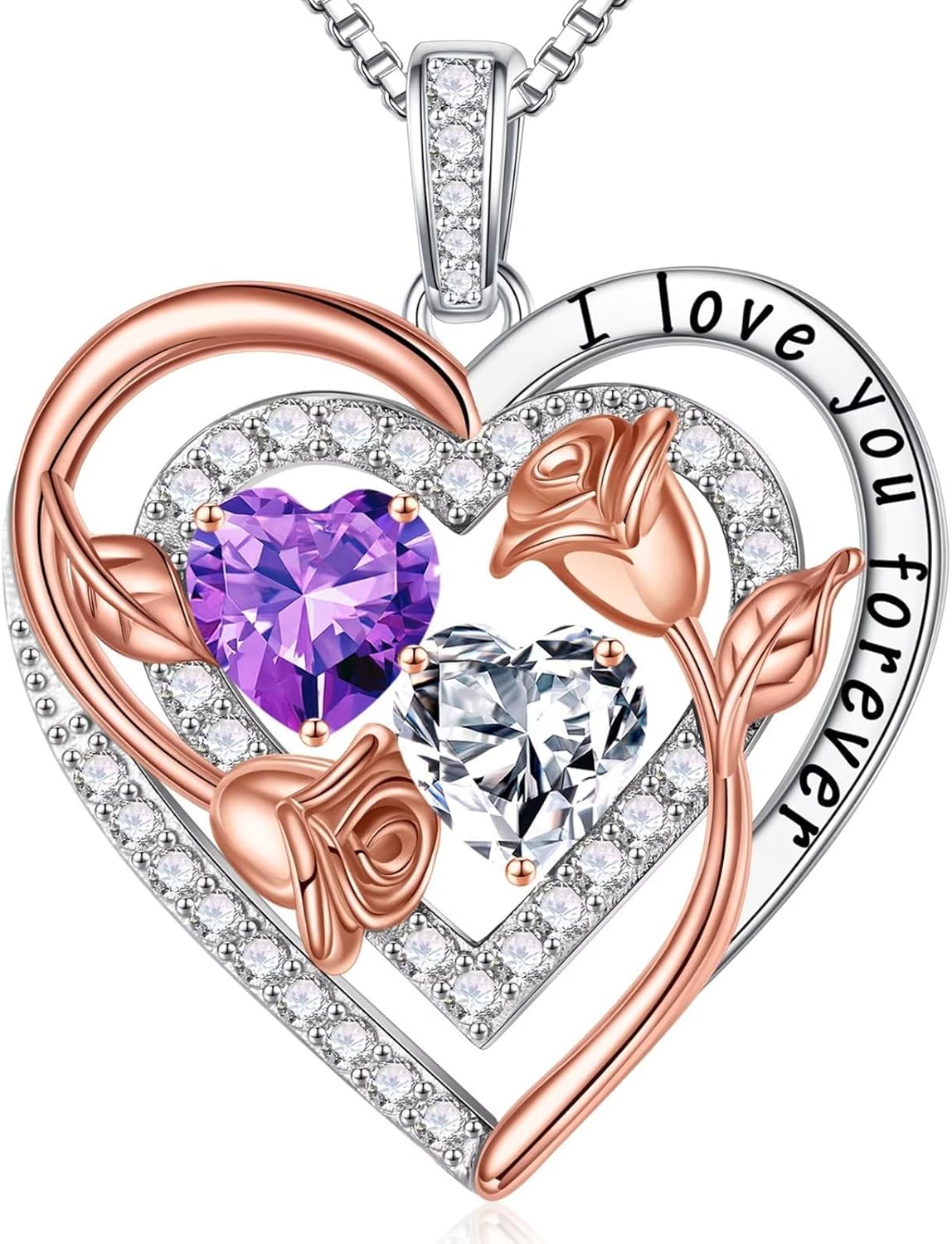 Iefil Birthstone Necklace for Women - Sterling Silver Birthstone Necklace Anniversary Birthday Gifts for Her Wife Mom Daughter