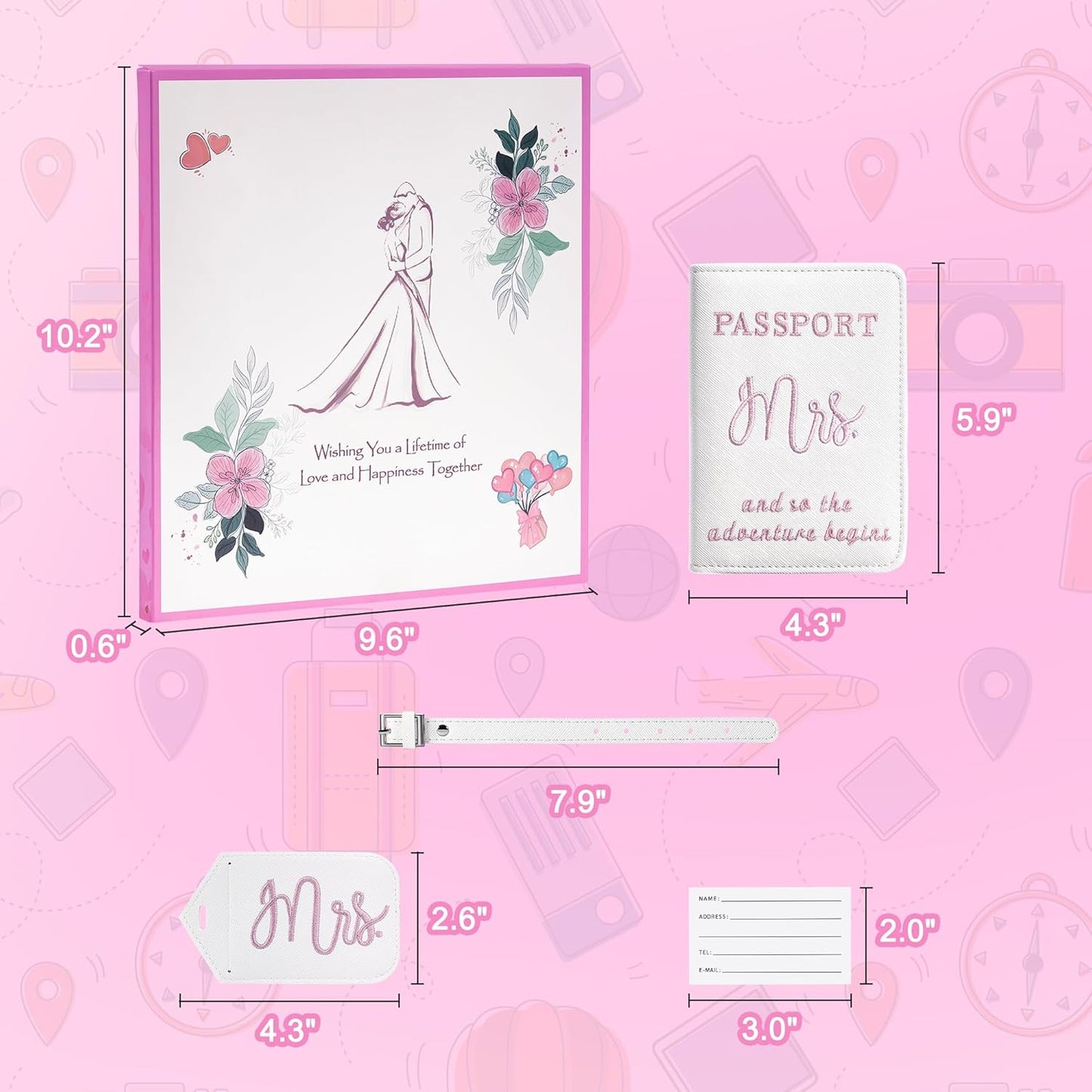 Mr and Mrs Luggage Tags & Passport Holders Set, Bridal Shower Gifts for Bride - Honeymoon Travel Essentials, Wedding Gifts for Couples 2025, Vacation Must Haves