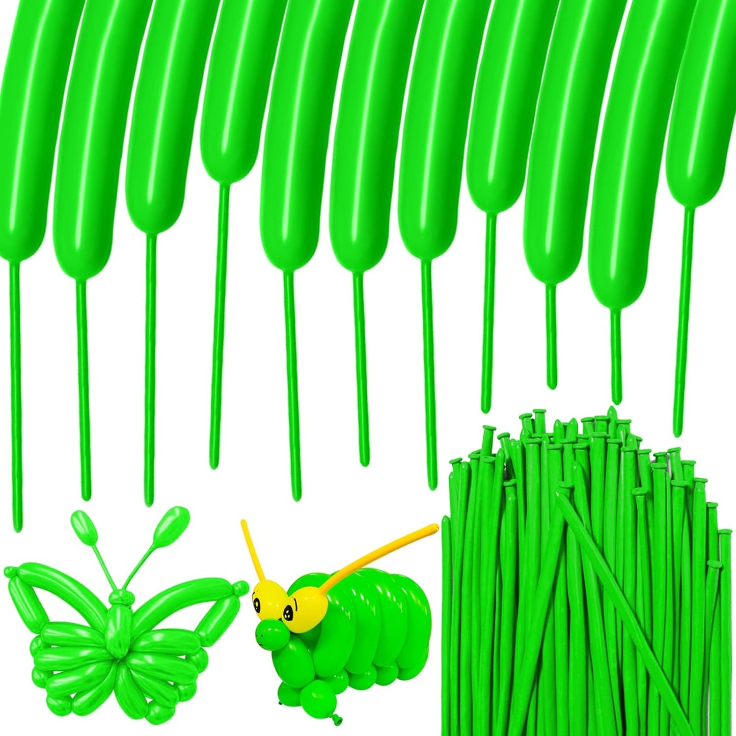 100Pcs Green 260 Balloons, Long Balloon for Tying Balloon Arch, Long Skinny Balloons for Twisting Ballons Animal balloons Birthday Party Wedding Festival Decorations