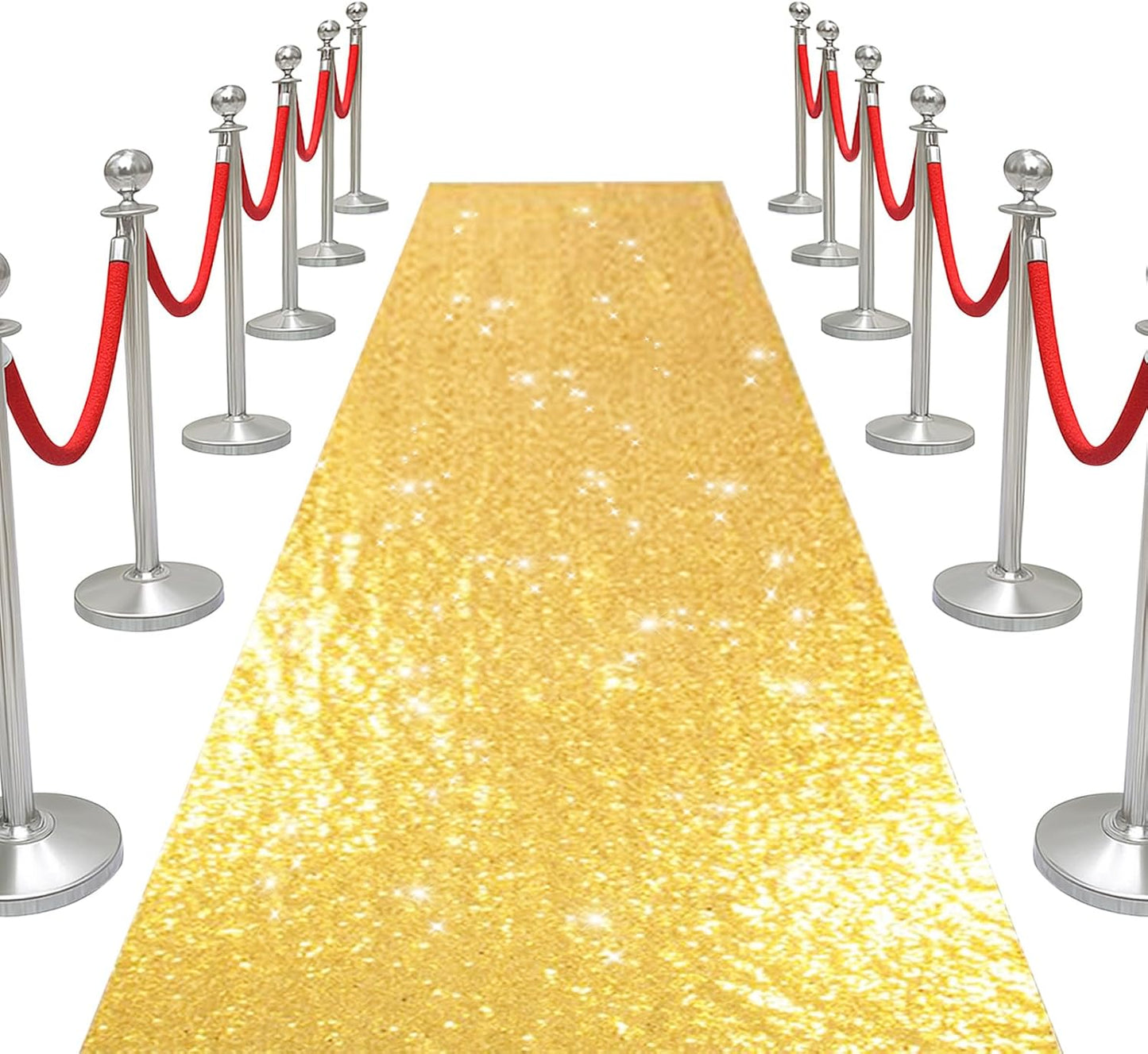 PartyDelight Wedding Aisle Runner for Ceremony Gold 4FTx15FT Sequin Carpet Sparkly Rug for Indoor Outdoor Weddings Engagement Decoration