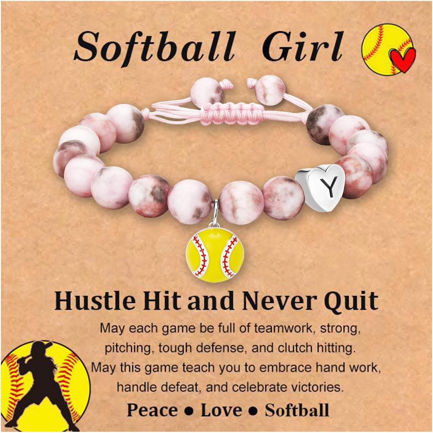 Stocking Stuffers for Teen Girls -Volleyball/Softball Bracelet Heart Initial Gifts Sports Accessories Jewelry Gift Ideas for Teen Girls Women for Christmas Birthday
