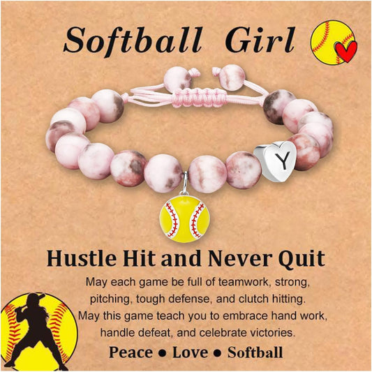Stocking Stuffers for Teen Girls -Volleyball/Softball Bracelet Heart Initial Gifts Sports Accessories Jewelry Gift Ideas for Teen Girls Women for Christmas Birthday
