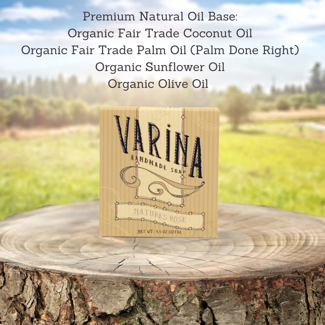 Organic Nature's Rose Bar Soap - Gentle Cleansing for Sensitive Skin, Floral - 3 Pack - Experience Healthy and Glowing Skin