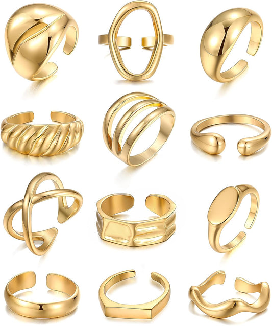iF YOU 25 Pcs Gold Knuckle Ring Set for Women, Chunky Stackable Finger Midi Rings, Silver Simple Stacking Cute Rings Pack Trendy Stuff Jewelry Gift