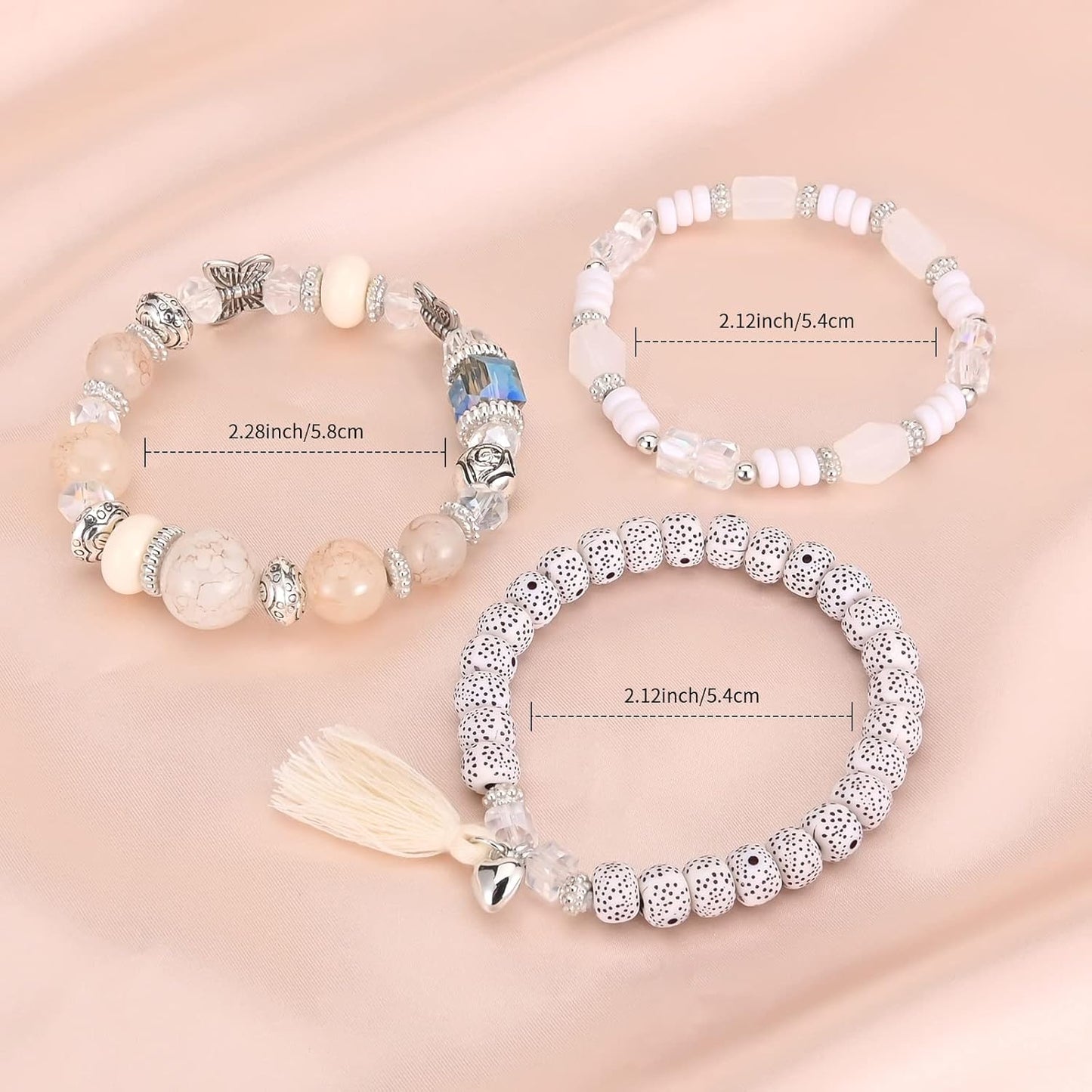 Bohemian Bracelet Sets for Women - 6 Sets Stackable Stretch Bracelets Multi-color Boho Jewelry for Women Hippie Bracelets Dainty Jewelry