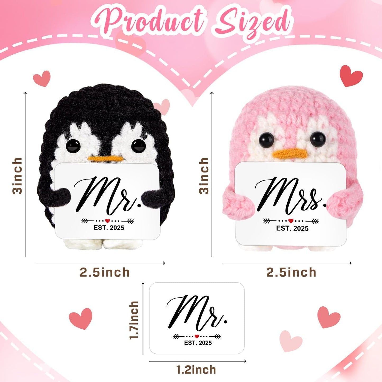 QUPT Wedding Gifts, Mr and Mrs Gift Penguin 2025, Bridal Shower Gifts, Wedding Present for Couples 2025, Just Married Gift for Newlywed Couple, Bride, Penguin Doll Mr and Mrs Present