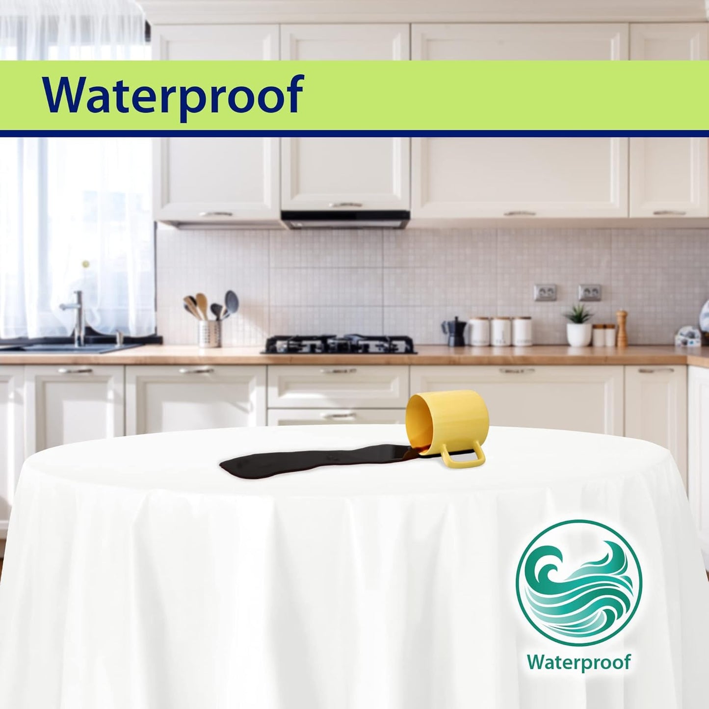 White Disposable Plastic Tablecloth for Round Tables (12 Pack) 84 inches Table Cloths for Parties, Events & Weddings, Indoors & Outdoors, Plastic Table Cover