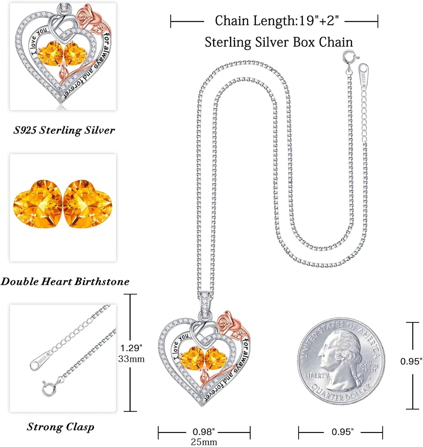 Iefil Christmas Gifts for Wife Women - 925 Sterling Silver Double Birthstone Necklace, Anniversary Birthday Gifts for Women, Jewelry Gift for Wife Girlfriend Mom Her