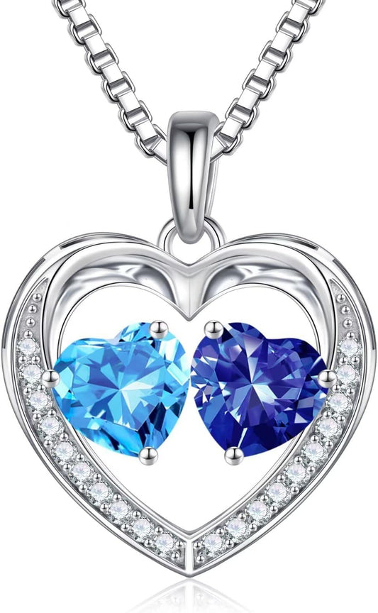 Iefil Christmas Gifts for Wife - 925 Sterling Silver Birthstone Necklace, Anniversary Birthday Gifts for Women, Stocking Stuffers for Women Wife Mom Daughter