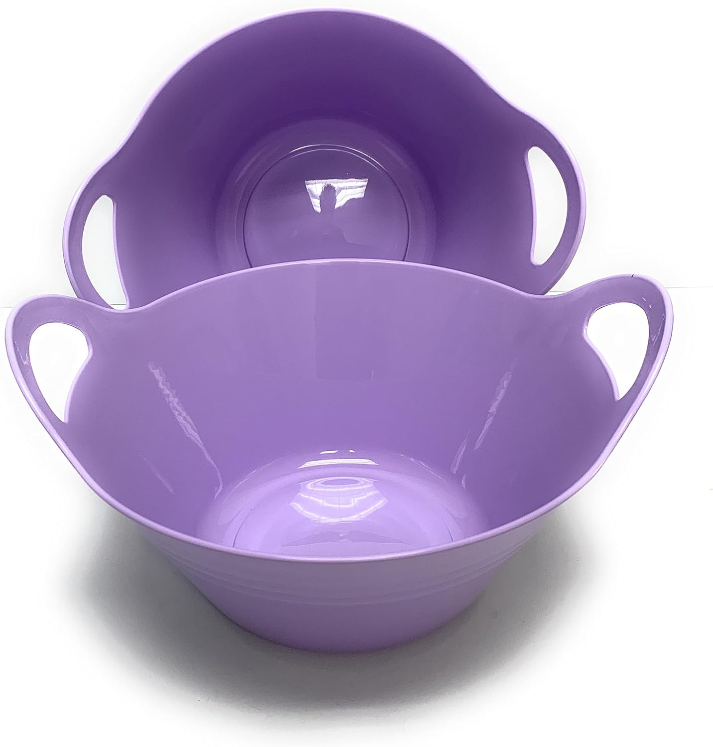 Mintra Home Plastic Bowls with Handles (4.5L Large 2pk, Lavender)