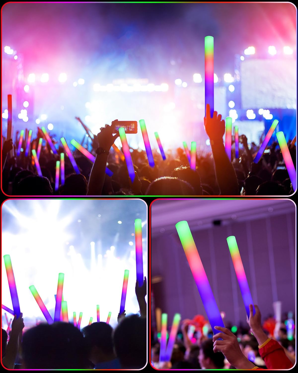 Maitys 72 Pcs Foam Sticks Light up Glasses, Glow in the Dark Sunglasses Foam Sticks LED Glasses Light up Supplies