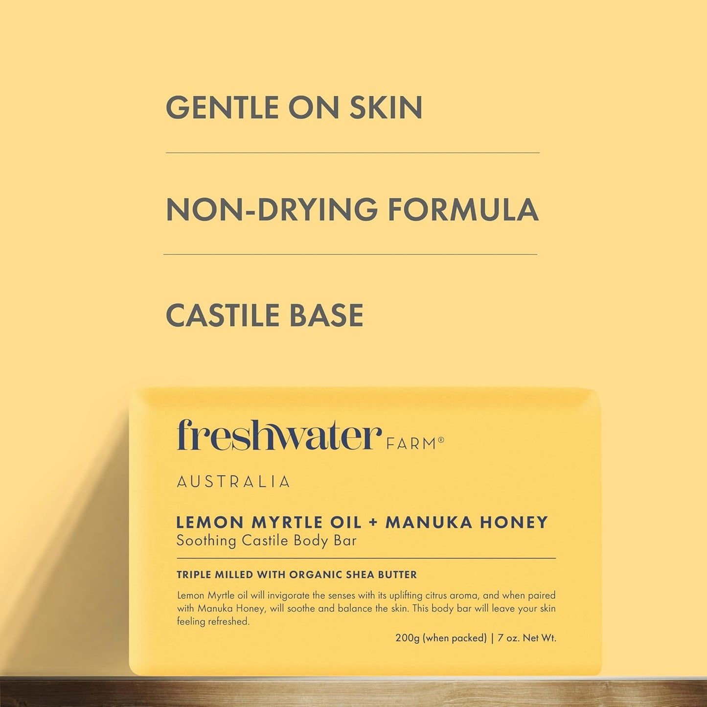 Freshwater Farm Australia Lem Myrt Manu Honey Body Bar, 7 OZ