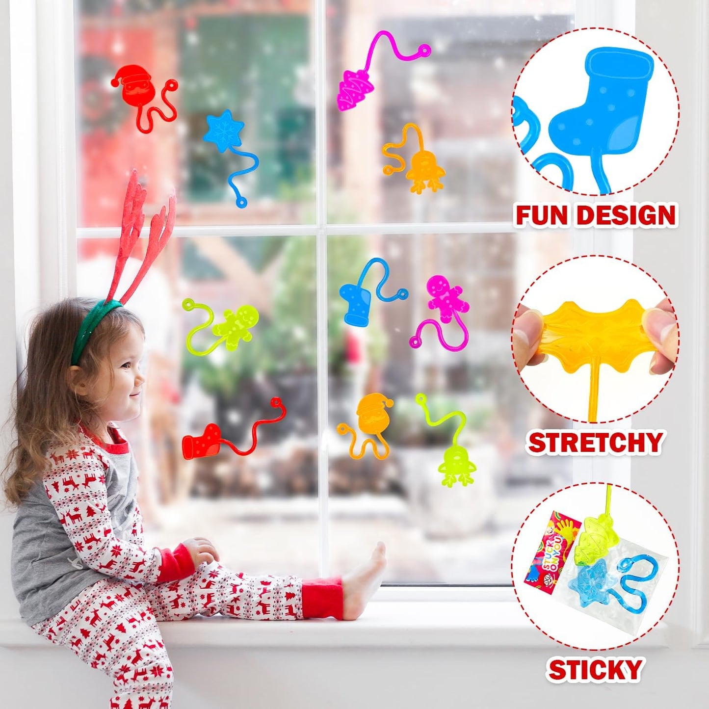 Christmas Stocking Goodie Bag Stuffers for Kids 36 PCS,Holiday Sticky Hands Party Favors Supplies Toys Gifts for Toddlers,Small Non Candy Treat Bag Fillers,Class Games Activities Prizes for Boys Girls