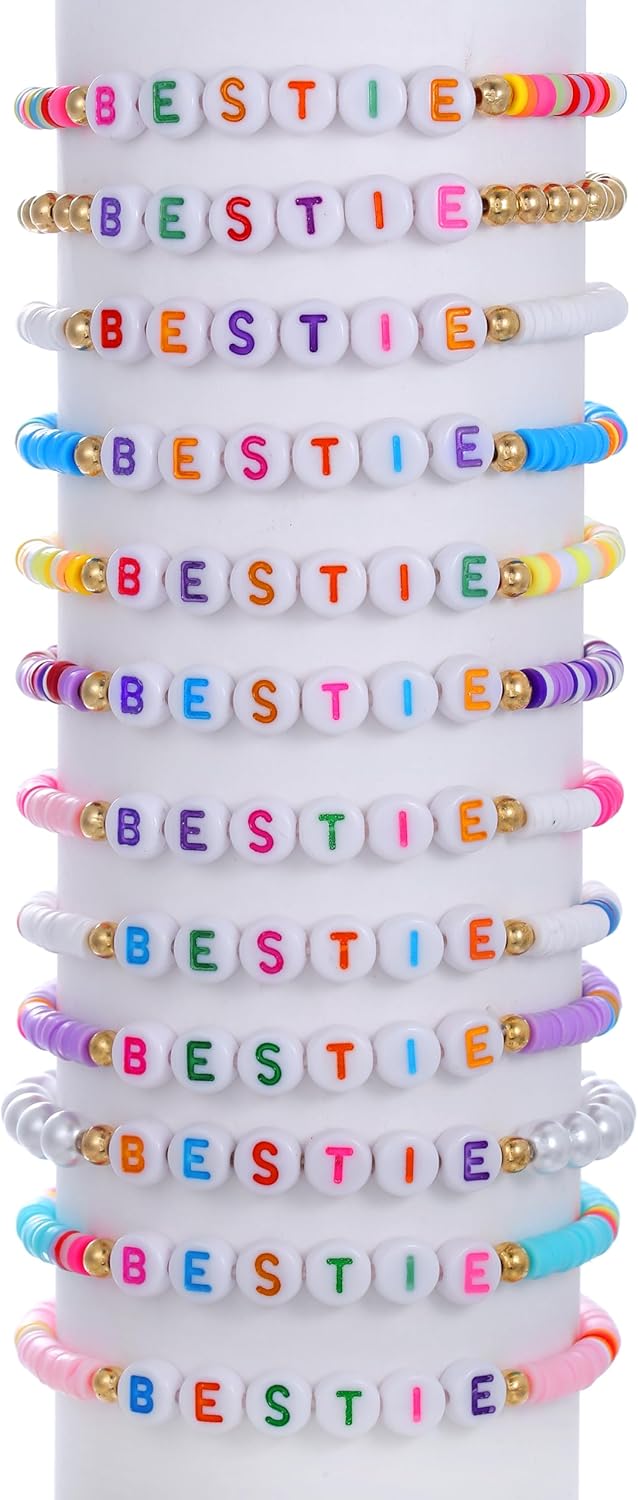 Heishi Surfer Clay Bead Bracelets Set for Women - Preppy Smile Evil Eye Beaded Stretch Bracelets Elastic Layering Friendship Bracelets- Stackable Boho Disc Summer Jewelry Set