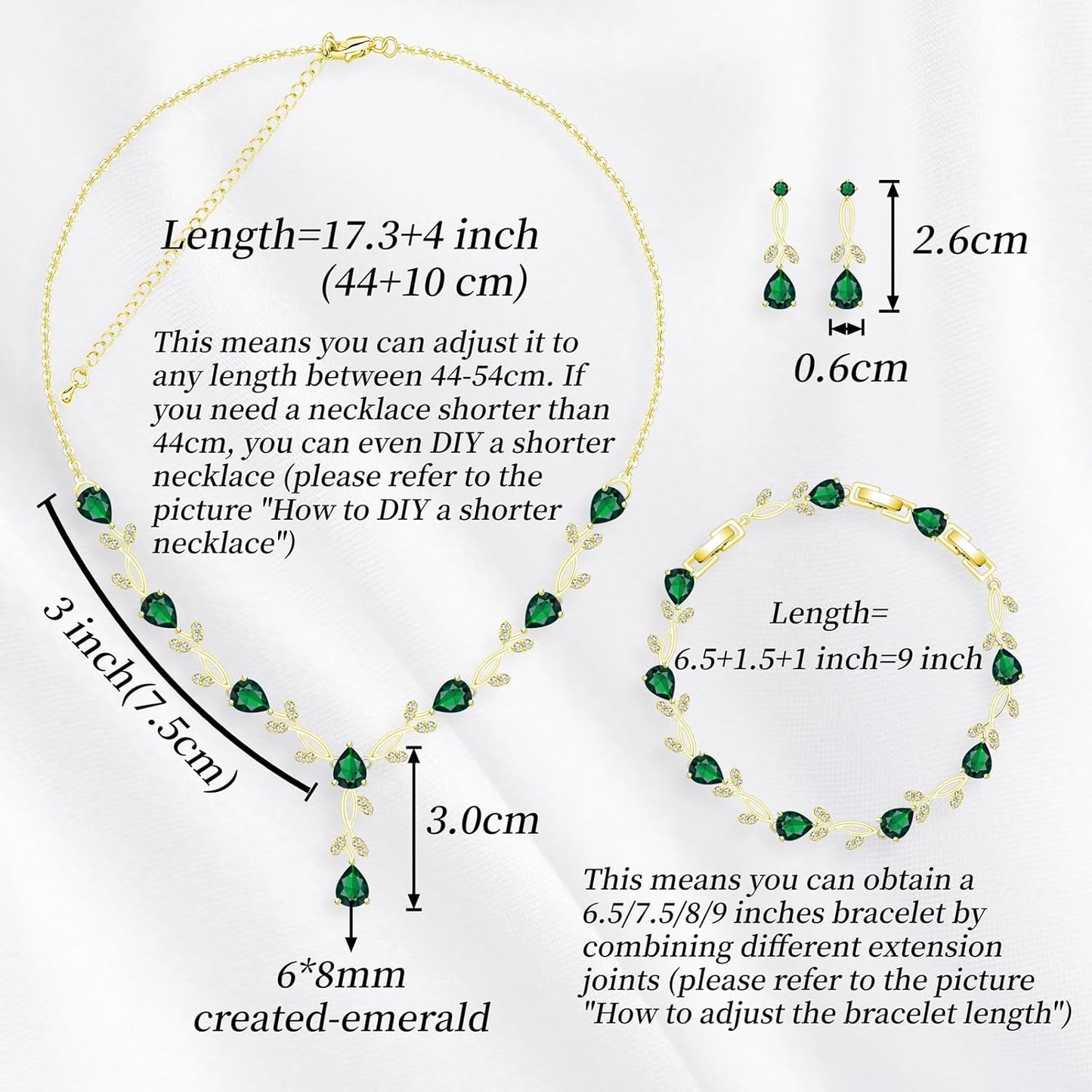 GZWHD Wedding Jewelry Sets for Bride Bridesmaid Women Cubic Zirconia Necklace Earrings Bracelet Set Gift for Mother Friend Wife Daughter Sister Party Prom Jewelry