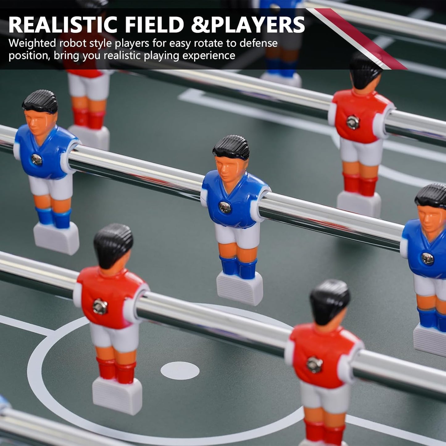 58 Inch Foosball Table, Full Size Competition Soccer Game Table for Adults & Kids, Heavy-Duty Indoor Arcade Table for Game Rooms & Parties (Black)