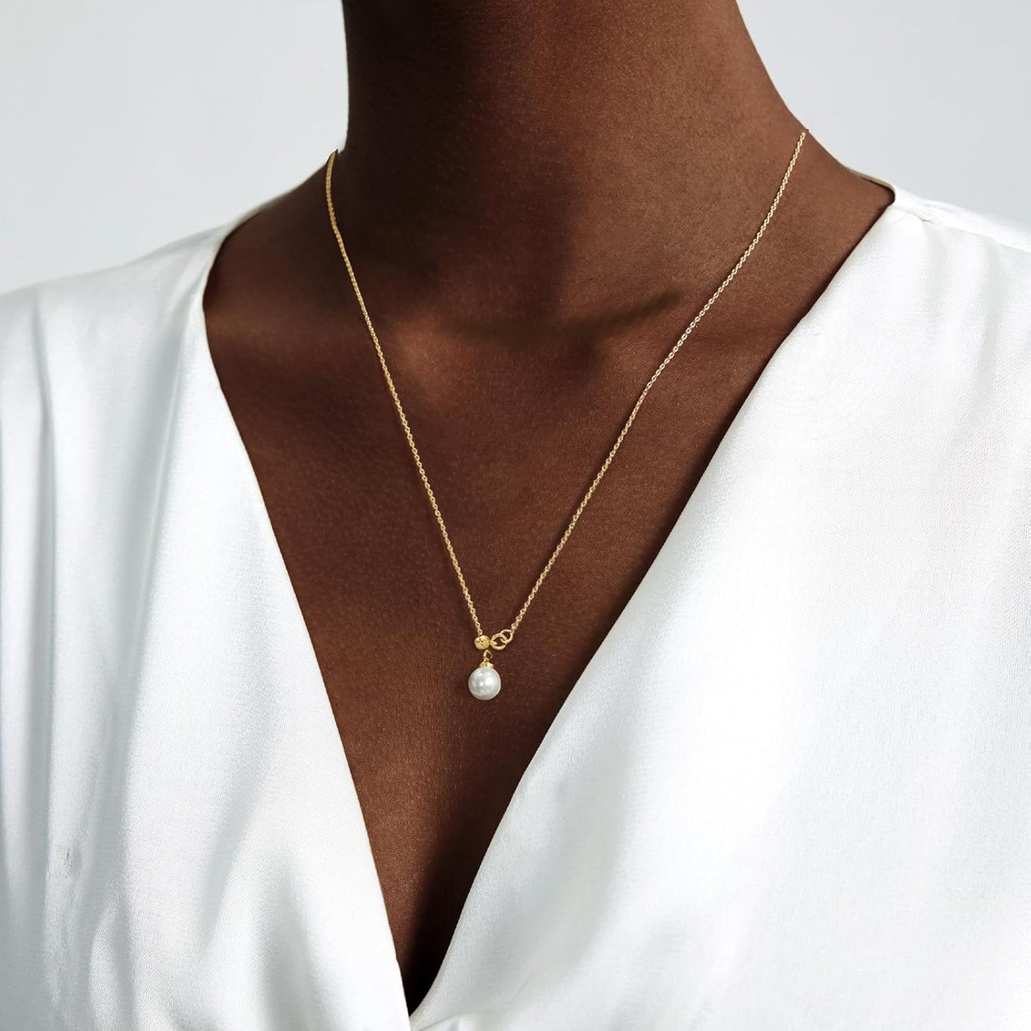 Luxval Lariat Gold Necklace for Women, Dainty Long Necklace 14k Gold Plated/Silver Y-Shaped Pendant Necklaces Trendy Beaded Chain Drop Necklaces Jewelry for Women Gifts