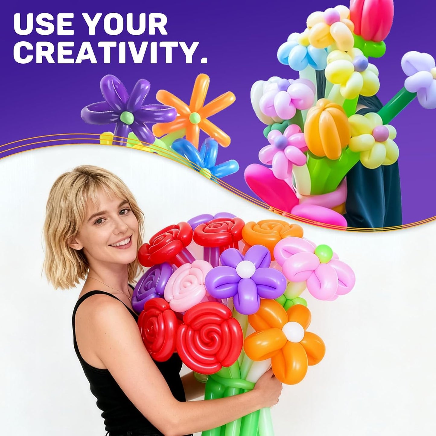 MAQIHAN 100 Long Balloons for Balloon Animals - 260 Long Skinny Balloons for Tying Balloon Arch Assorted Colors Globos Largos Clown Latex Twisting Birthday Wedding Carnivals Party Decoration