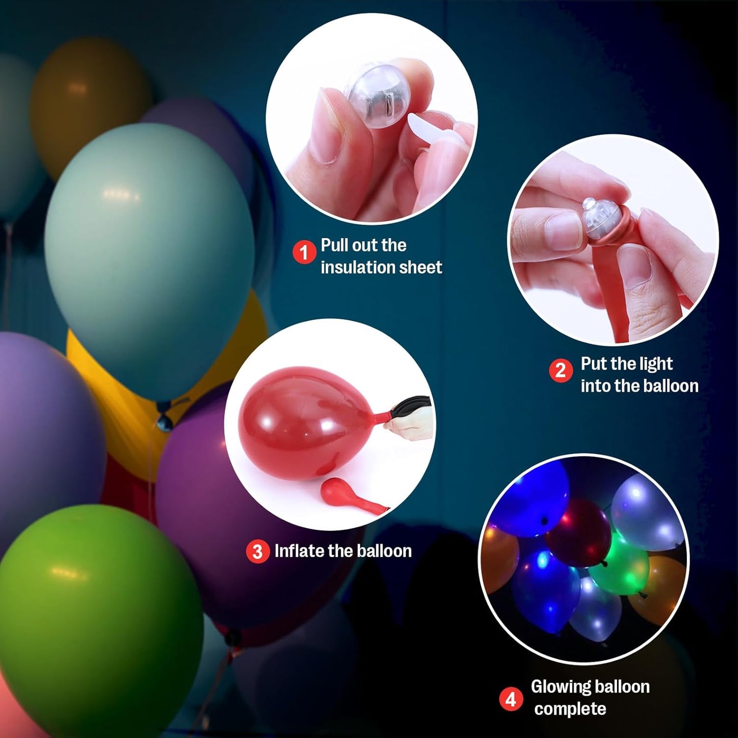 AIKEI 100pcs LED Balloon Lights, Mini Round Balls Lights,Waterproof Tiny Party Lamps for Balloon Paper Lantern Easter Eggs Decor Halloween Christmas Birthday Party Wedding Decoration Cool White